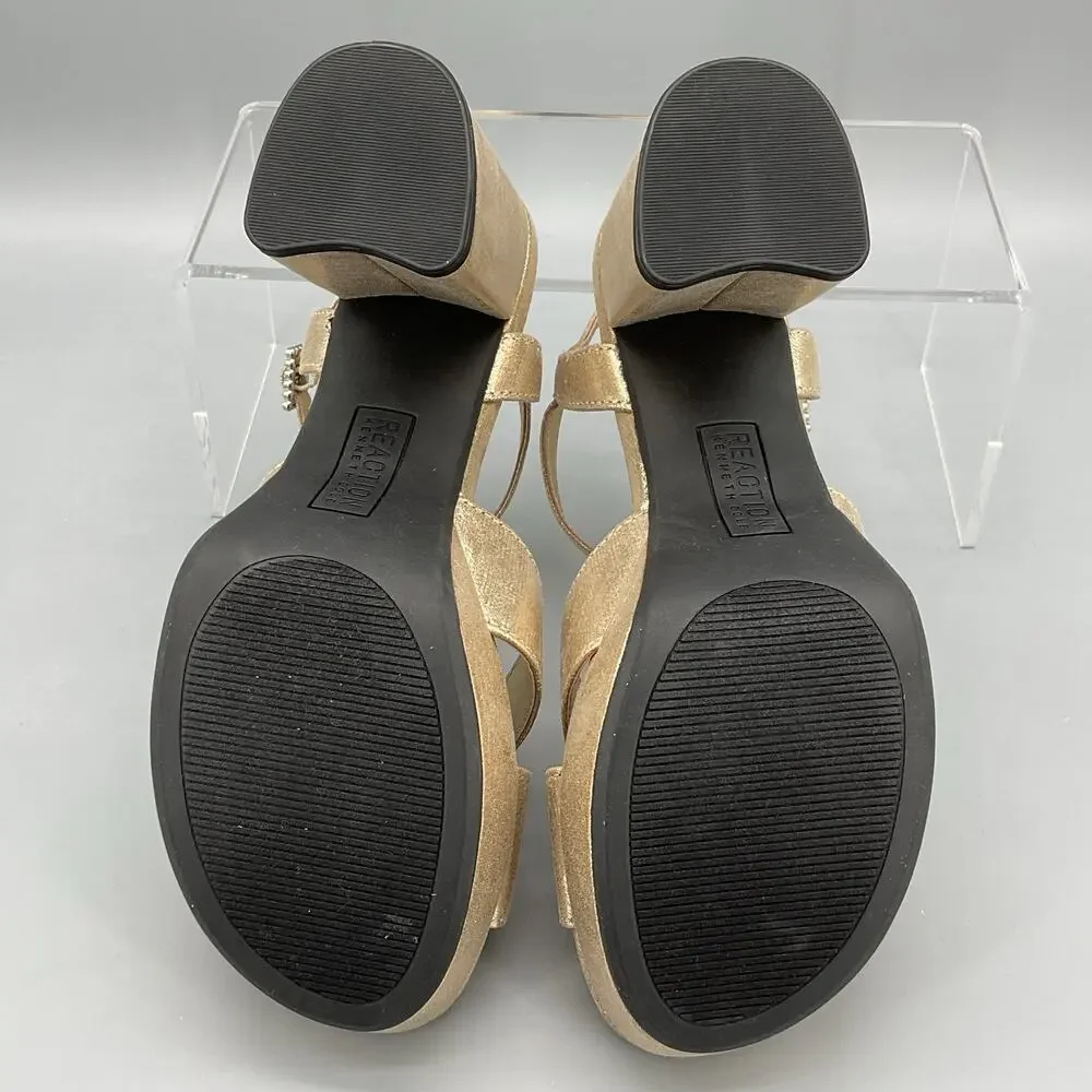 NEW Reaction Kenneth Cole Women’s Reeva Platform Sandals Gold Size 7M - Picture 8 of 10